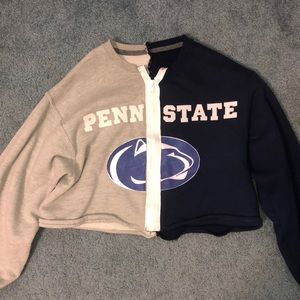 Two Toned Penn State Crop Sweatshirt